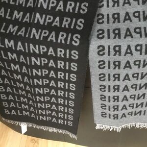 Balmain Black and Gray Logo Scarf unisex 100% authentic